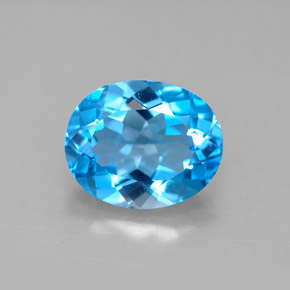 Topaze bleue naturelle coupe ovale, 4,42 ct, VS