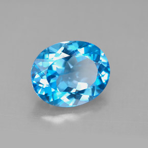 Topaze bleue naturelle coupe ovale, 4,42 ct, VS