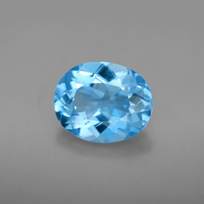 Topaze bleue naturelle coupe ovale, 4,11 ct, VVS