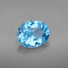 Topaze bleue naturelle coupe ovale, 4,11 ct, VVS