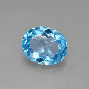 Topaze bleue naturelle coupe ovale, 4,44 ct, VVS-VS