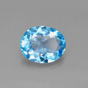 Topaze bleue naturelle coupe ovale, 4,44 ct, VVS-VS