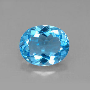 Topaze bleue naturelle coupe ovale, 4,52 ct, VVS-VS