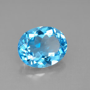 Topaze bleue naturelle coupe ovale, 4,52 ct, VVS-VS
