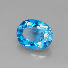 Topaze bleue naturelle coupe ovale, 4,66 ct, VVS-VS