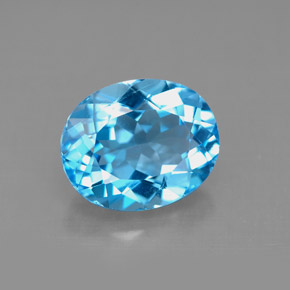 Topaze bleue naturelle coupe ovale, 4,57 ct, VVS-VS