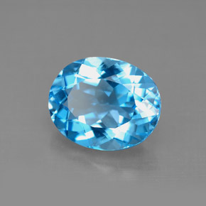 Topaze bleue naturelle coupe ovale, 4,57 ct, VVS-VS