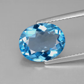Topaze bleue naturelle coupe ovale, 4,15 ct, VVS-VS