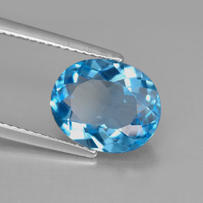 Topaze bleue naturelle coupe ovale, 4,15 ct, VVS-VS
