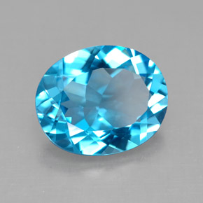 Topaze bleue naturelle coupe ovale, 3,65 ct, VS