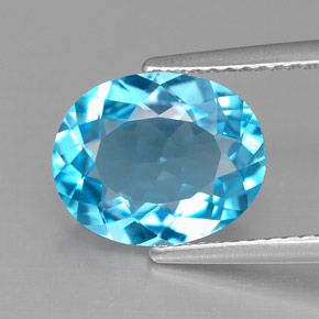 Topaze bleue naturelle coupe ovale, 3,82 ct, VS