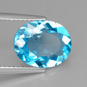 Topaze bleue naturelle coupe ovale, 3,82 ct, VS