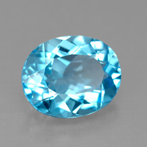 Topaze bleue naturelle coupe ovale, 4,55 ct, VS