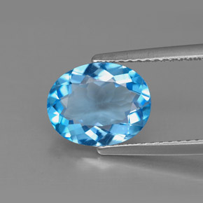 Topaze bleue naturelle coupe ovale, 2,87 ct, VS