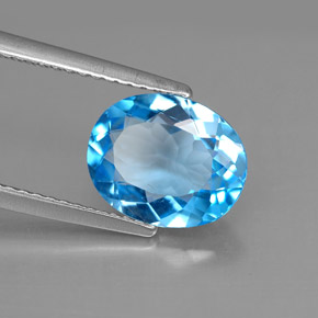 Topaze bleue naturelle coupe ovale, 2,87 ct, VS