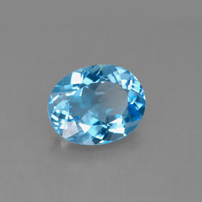 Topaze bleue naturelle coupe ovale, 2,94 ct, VS