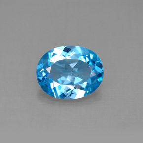 Topaze bleue naturelle coupe ovale, 2,76 ct, VS