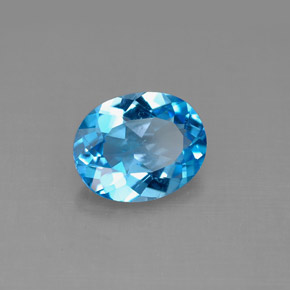 Topaze bleue naturelle coupe ovale, 2,76 ct, VS
