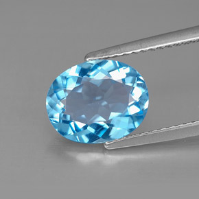 Topaze bleue naturelle coupe ovale, 2,83 ct, VS