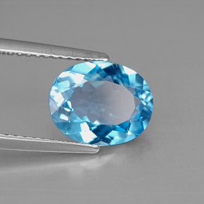 Topaze bleue naturelle coupe ovale, 2,83 ct, VS