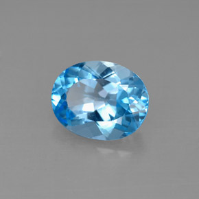 Topaze bleue naturelle coupe ovale, 2,90 ct, VS