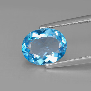 Topaze bleue naturelle coupe ovale, 2,66 ct, VS