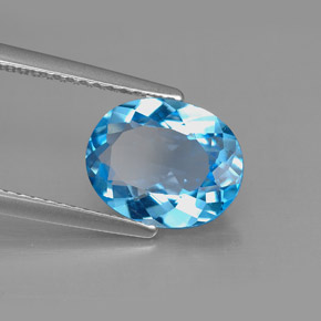 Topaze bleue naturelle coupe ovale, 2,66 ct, VS