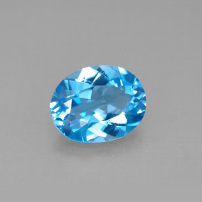 Topaze bleue naturelle coupe ovale, 2,74 ct, VS