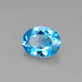 Topaze bleue naturelle coupe ovale, 2,74 ct, VS