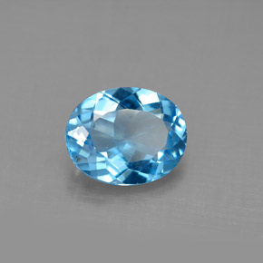 Topaze bleue naturelle coupe ovale, 2,81 ct, VS