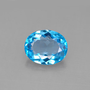 Topaze bleue naturelle coupe ovale, 3,02 ct, VVS-VS