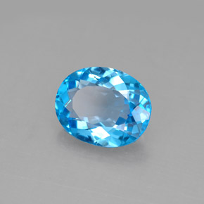 Topaze bleue naturelle coupe ovale, 3,02 ct, VVS-VS
