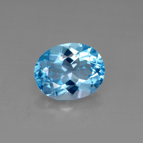Topaze bleue naturelle coupe ovale, 3,04 ct, VS