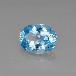 Topaze bleue naturelle coupe ovale, 3,04 ct, VS