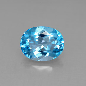 Topaze bleue naturelle coupe ovale, 3,32 ct, VS