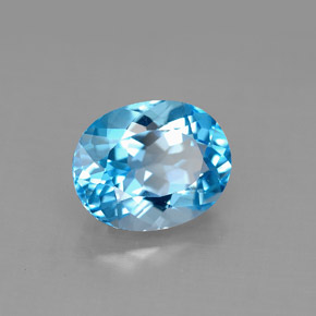 Topaze bleue naturelle coupe ovale, 3,32 ct, VS