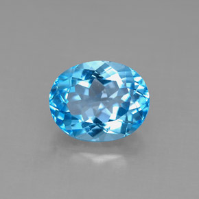 Topaze bleue naturelle coupe ovale, 3,54 ct, VS