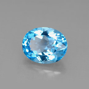 Topaze bleue naturelle coupe ovale, 3,54 ct, VS