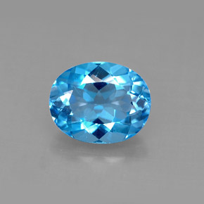 Topaze bleue naturelle coupe ovale, 3,22 ct, VS
