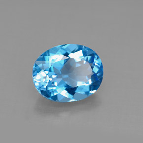 Topaze bleue naturelle coupe ovale, 3,22 ct, VS