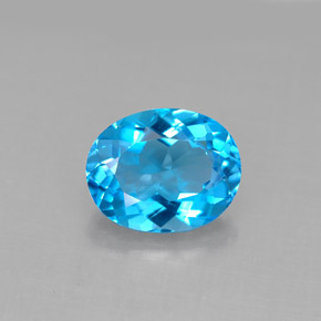 Topaze bleue naturelle coupe ovale, 3,20 ct, VS