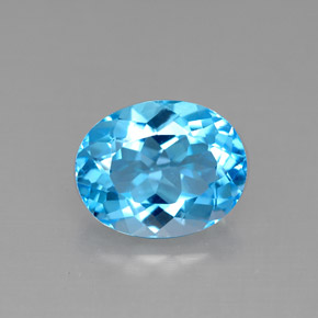 Topaze bleue naturelle coupe ovale, 3,23 ct, VVS-VS