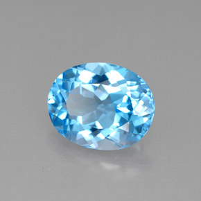 Topaze bleue naturelle coupe ovale, 3,23 ct, VVS-VS