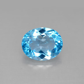 Topaze bleue naturelle coupe ovale, 3,36 ct, VVS-VS