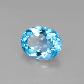 Topaze bleue naturelle coupe ovale, 3,36 ct, VVS-VS