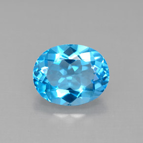Topaze bleue naturelle coupe ovale, 3,31 ct, VVS-VS