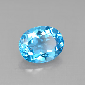 Topaze bleue naturelle coupe ovale, 3,31 ct, VVS-VS
