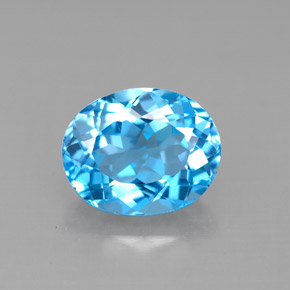 Topaze bleue naturelle coupe ovale, 3,59 ct, VVS-VS