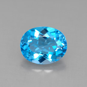 Topaze bleue naturelle coupe ovale, 3,43 ct, VVS-VS
