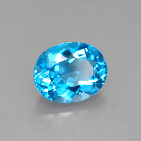 Topaze bleue naturelle coupe ovale, 3,43 ct, VVS-VS